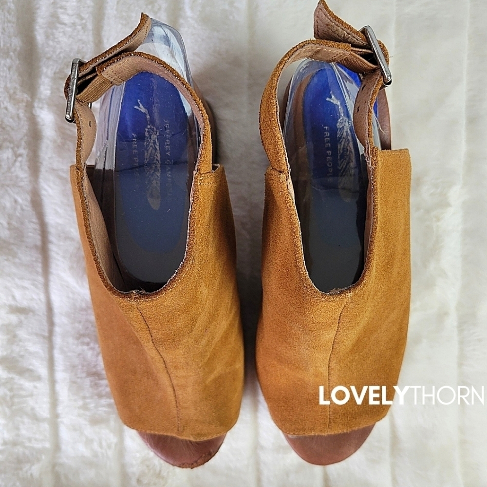 JEFFREY CAMPBELL // ltd ed free people collab suede wooden platform block heels - Picture 8 of 16